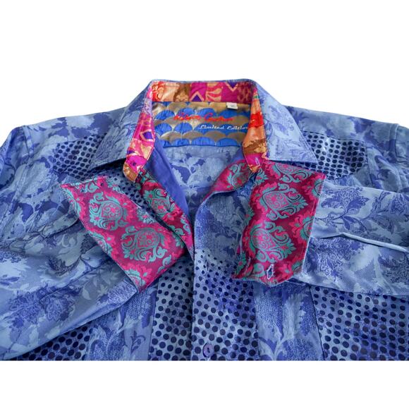 Robert Graham Limited Edition Men Patchwork Button Up shirt 3XL Eclectic Artsy
